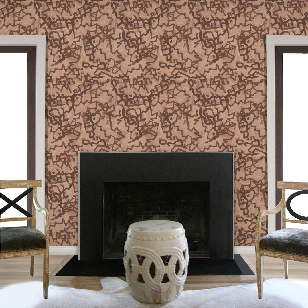 Classic Wallpaper Pattern Brown Wallpaper by Nashville artist Angela Simeone neutral wallpaper patterns 